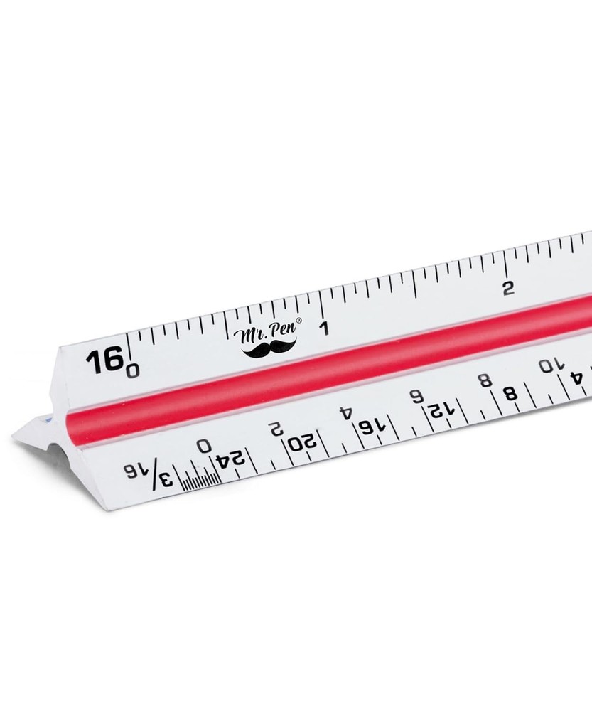 Color-Coded 12-Inch Triangular Scaling Ruler for Architects - Lasting Accuracy