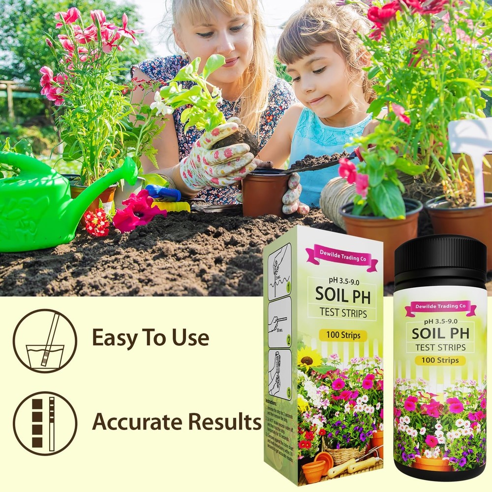 Soil pH Paper Test Kit – 100 Tester Strips (3.5-9 Range) – Use for Testing...