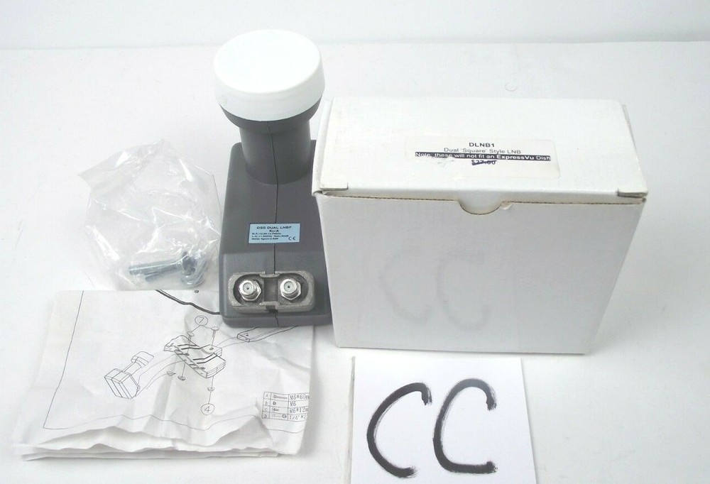 DLNB1 Dual Square Style Satellite LNB and Instructions NIB (bin cc)