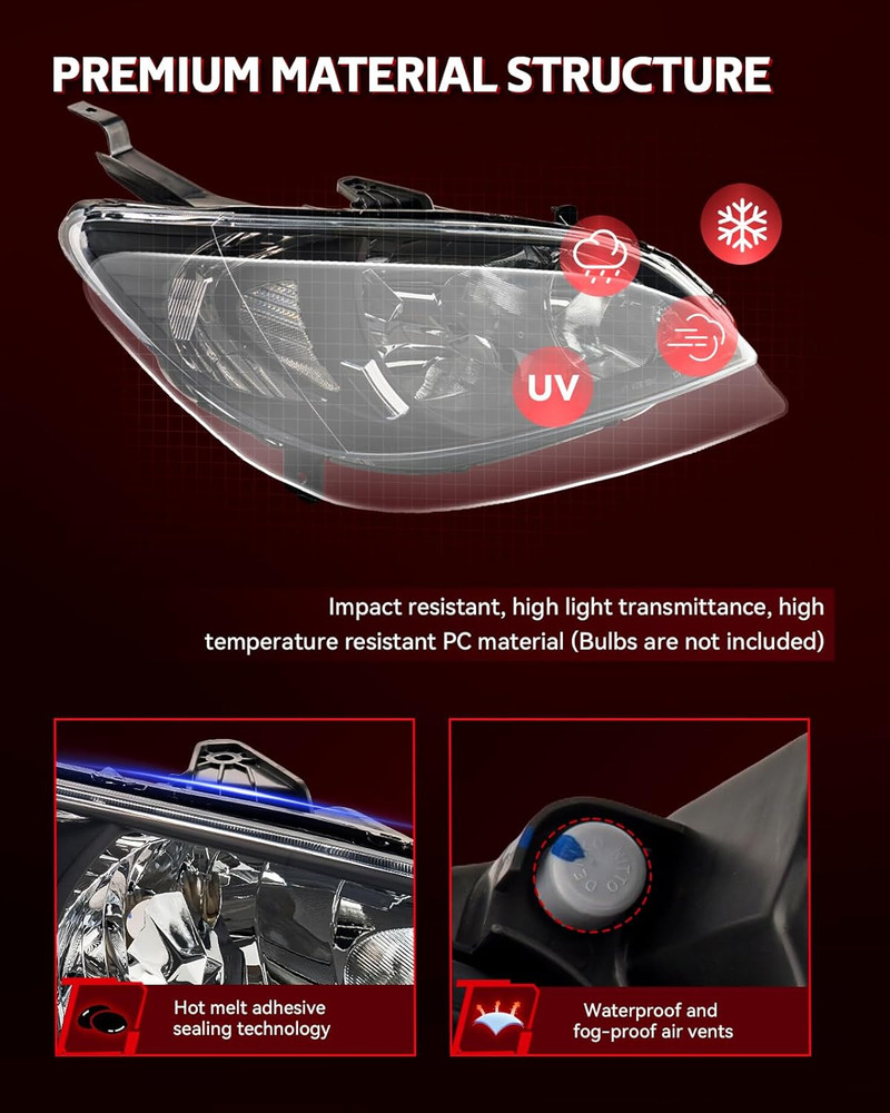 Headlights Assembly Compatible with 2004 2005 Civic OE Headlamp Replacement Blac