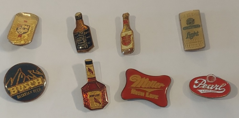 (8) Vintage Liquor Hat Pins