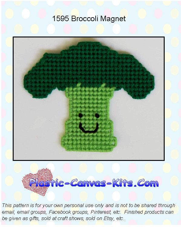 Broccoli Vegetable Magnet-Plastic Canvas Pattern or Kit