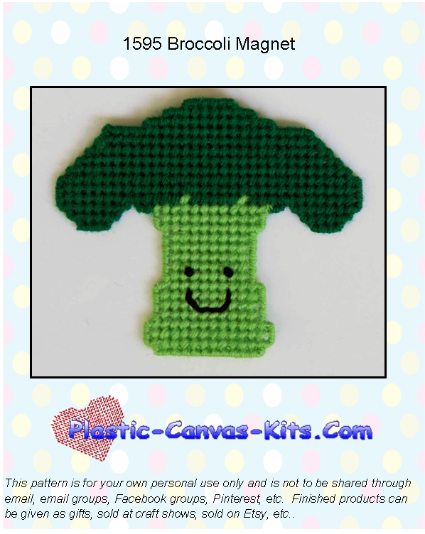 Broccoli Vegetable Magnet-Plastic Canvas Pattern or Kit