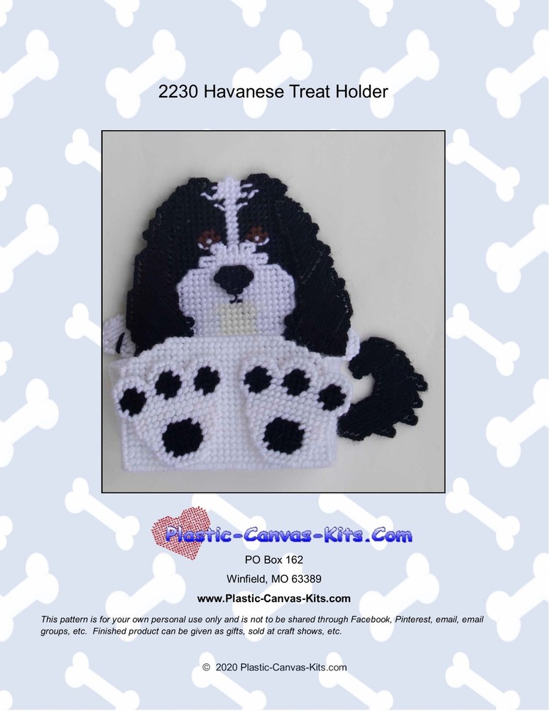 Havanese Dog Treat Holder-Plastic Canvas Pattern or Kit