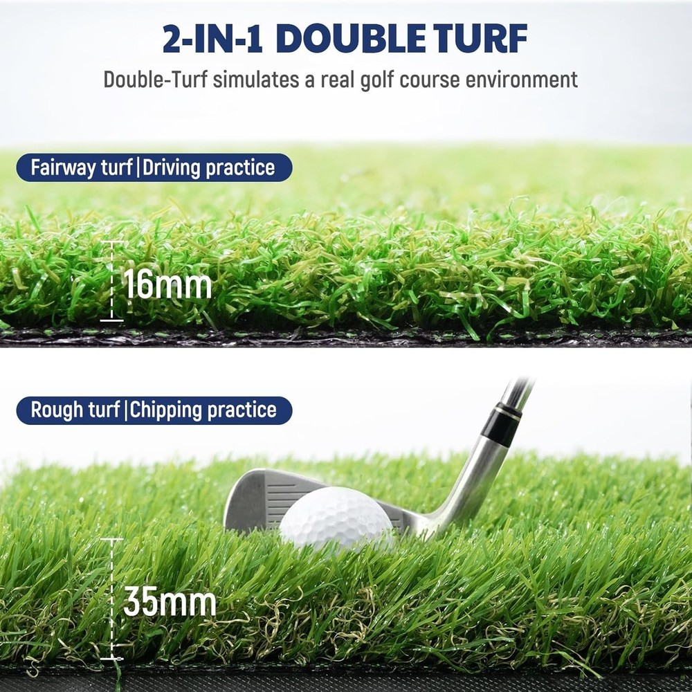 Golf Hitting Mat with Heavy Rubber Base, Foldable Golf Practice Mat for Indoo...