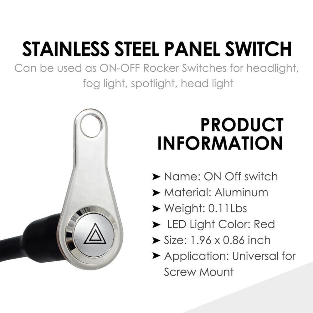 1 Pc Red LED Motorcycle Switch ON+OFF Handlebar Mount Push Button 12V Work Light