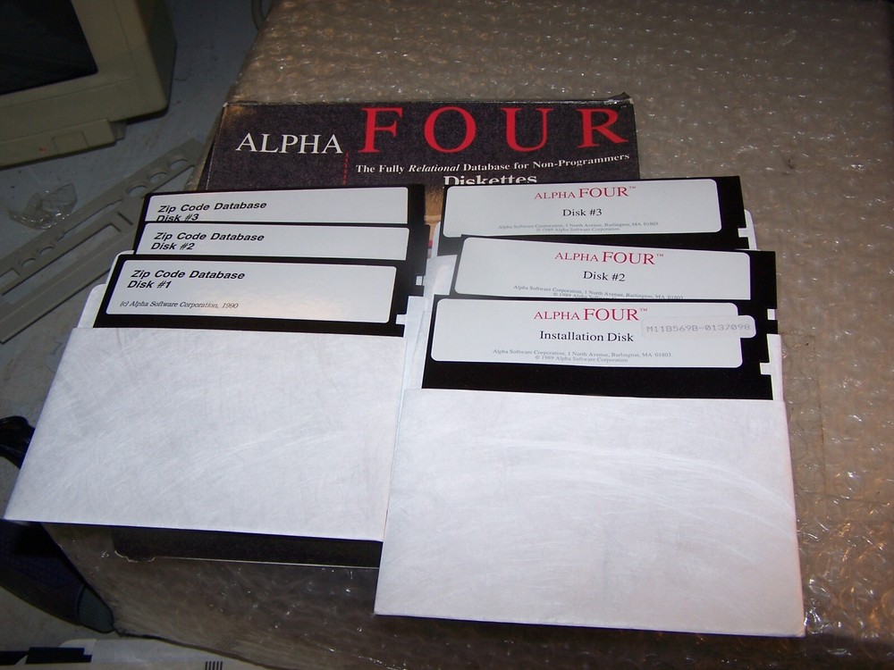 Vintage Alpha Four DBase Compatible Software on 5.25 Disks for PC