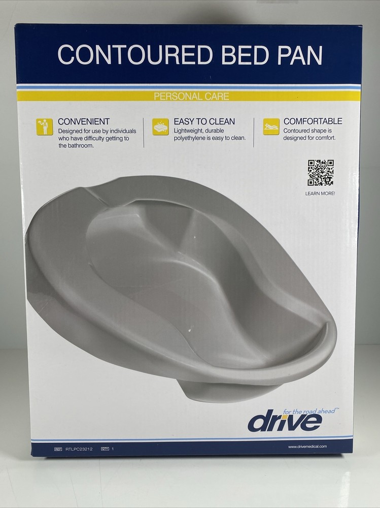 *OPEN BOX* Drive Contoured Bed Pan PC23212 Lightweight Durable Polyethylene NEW