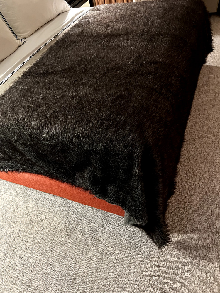Fox Fur Pelt Bed Runner- Queen/King size Deep Chocolate/ Silver Coloring