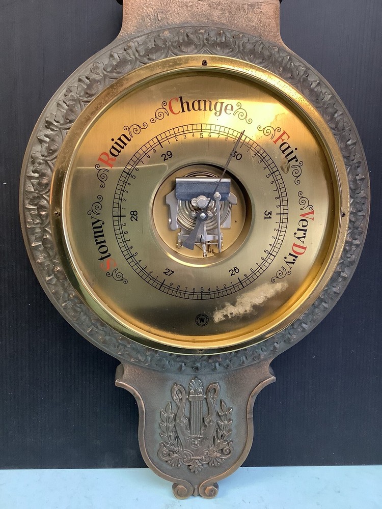 Vintage German Made Bronze Barometer 30.25” L