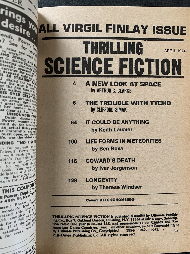 Thrilling Science Fiction Pulp Apr 1974 VF Copy