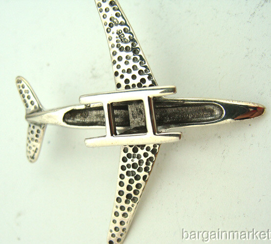 Miniature Sterling Silver Jet Passenger Airplane #051