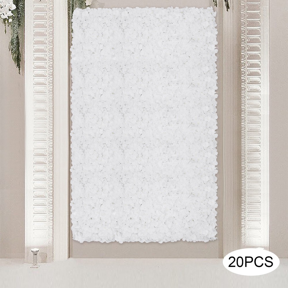 20Pcs Flower Panel Artificial Flower Wall Panel White Flower Backdrop Wall Decor