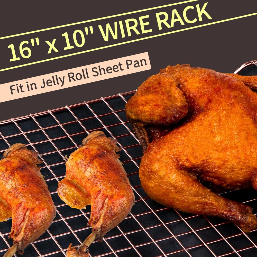2 Pack 16x10 Inch Cooling Rack Wire Cookie Rack for Baking Cooking Roasting