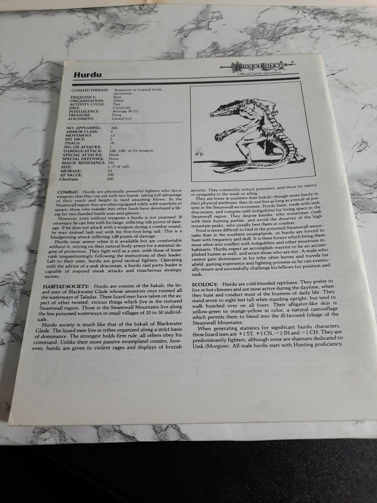 AD&D Dragon Dawn with Map Adventure Module - Dragonlance