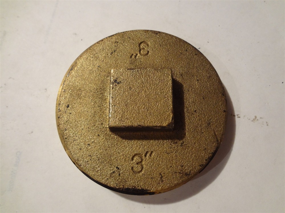 3" BRASS CLEANOUT PLUG / CAP- RAISED HEAD - THREADED PIPE FITTING