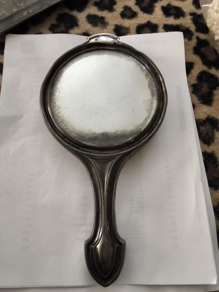 1904 Dated Derby Silver Company Silver Plated Hand Mirror