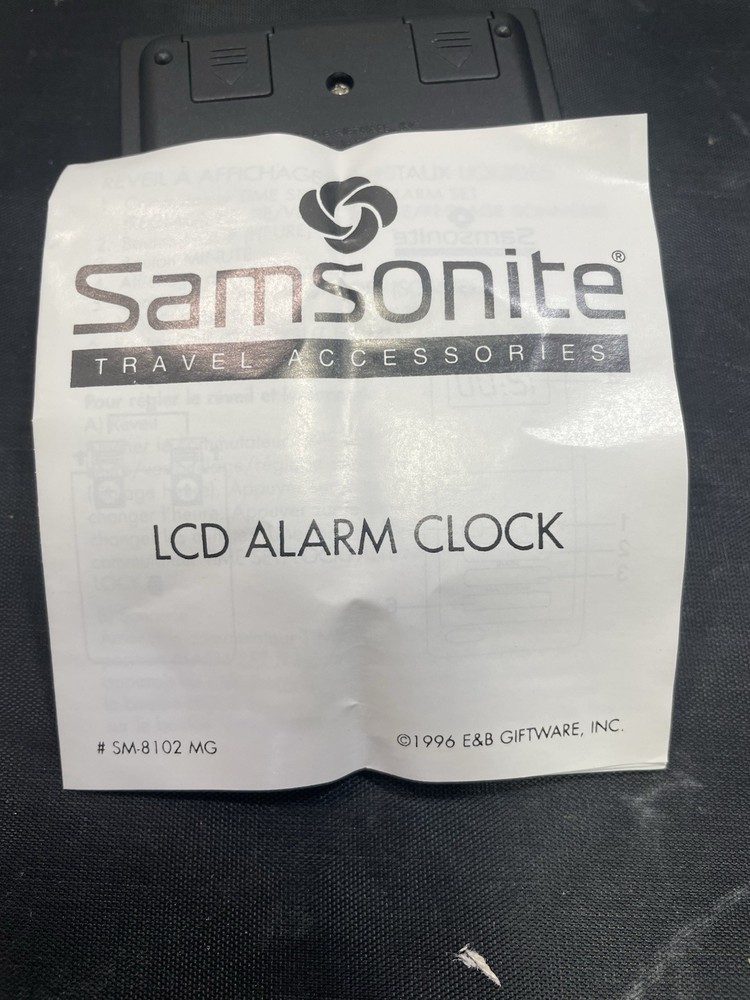 Samsonite LCD Alarm Clock With Snooze Function Backlight Royal Traveller SM-8102