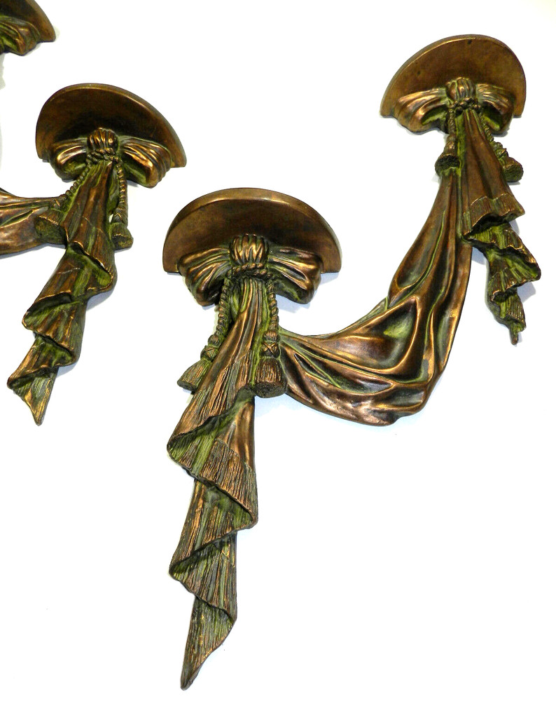 Hollywood Regency Wall Sconce Pair Large