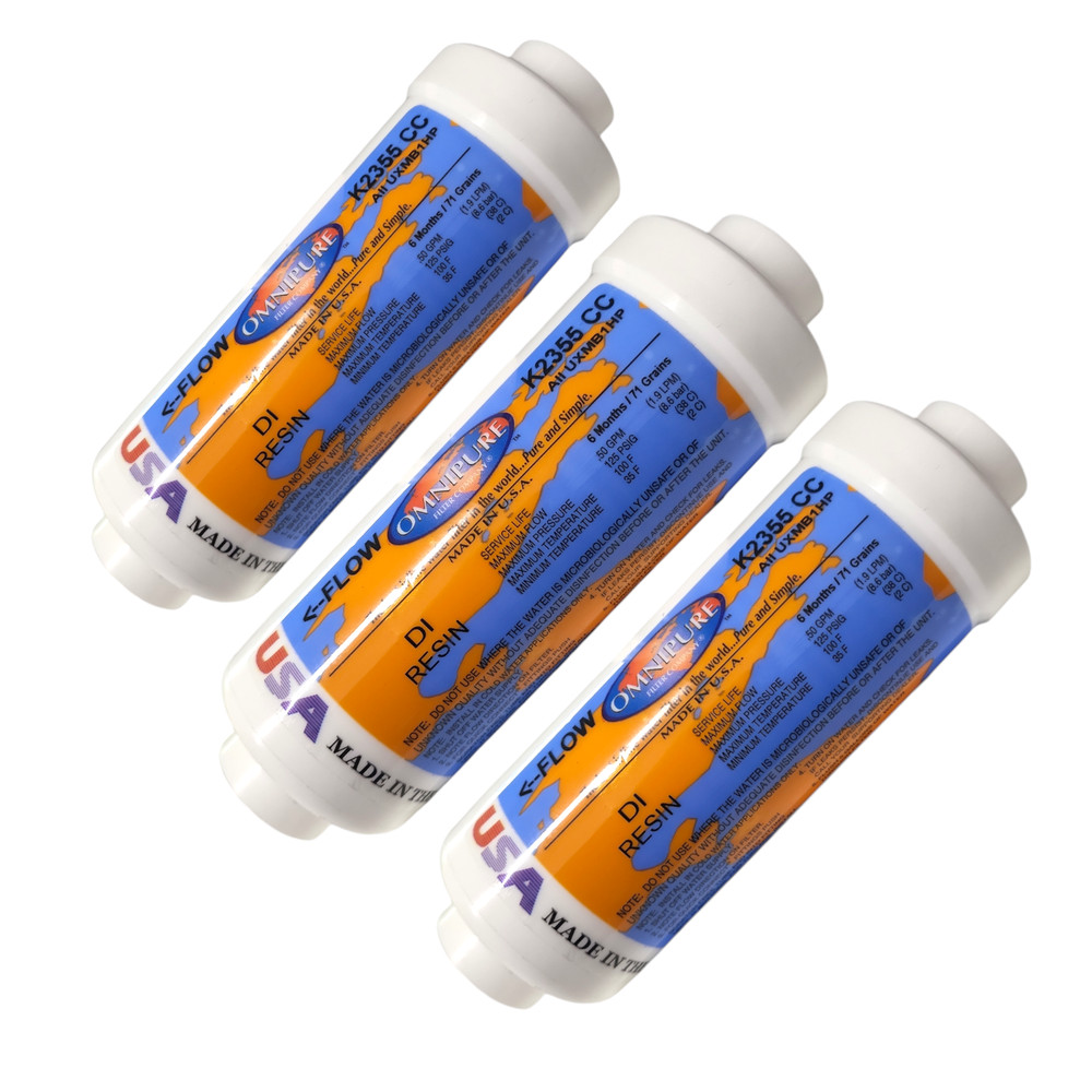 Omnipure K2355-CC Inline DI Resin 6x2 DI Mixbed Filter Elbow 3/8" FPT