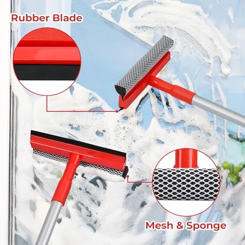 Windshield Cleaner Tool 2 in 1 Car Window Squeegee with Red and Black
