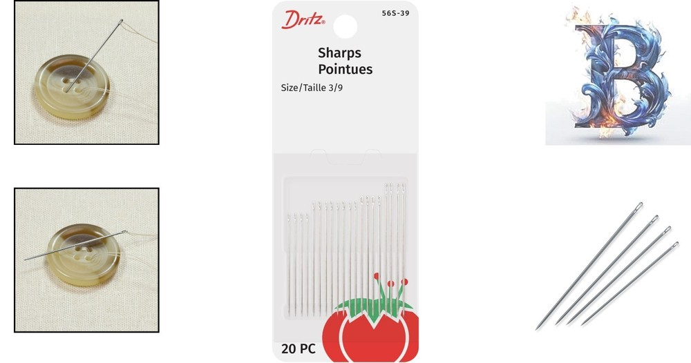 Durable Sharps Hand Needles Size 3/9 - Sharp Points for Perfect Stitching