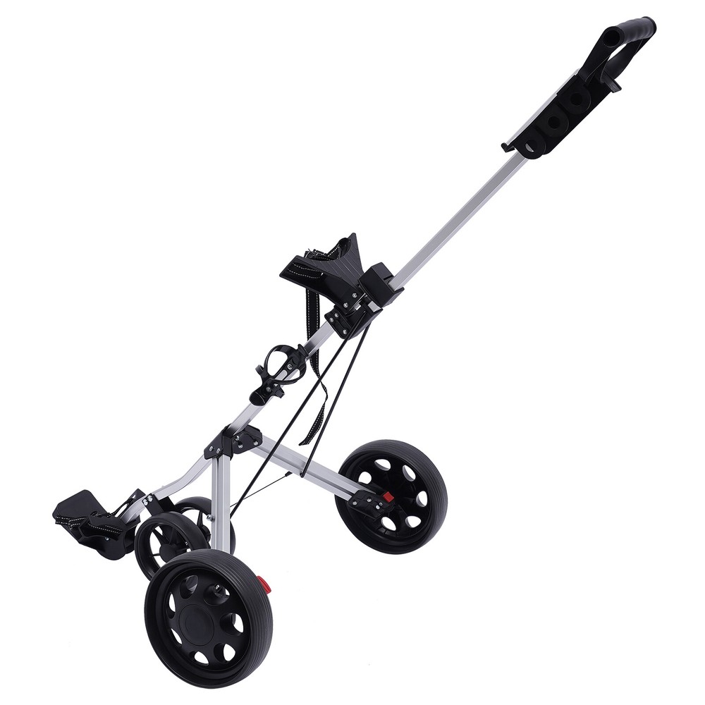 3-Wheel Golf Push Pull Cart Lightweight Folding Golf Walking Push Cart