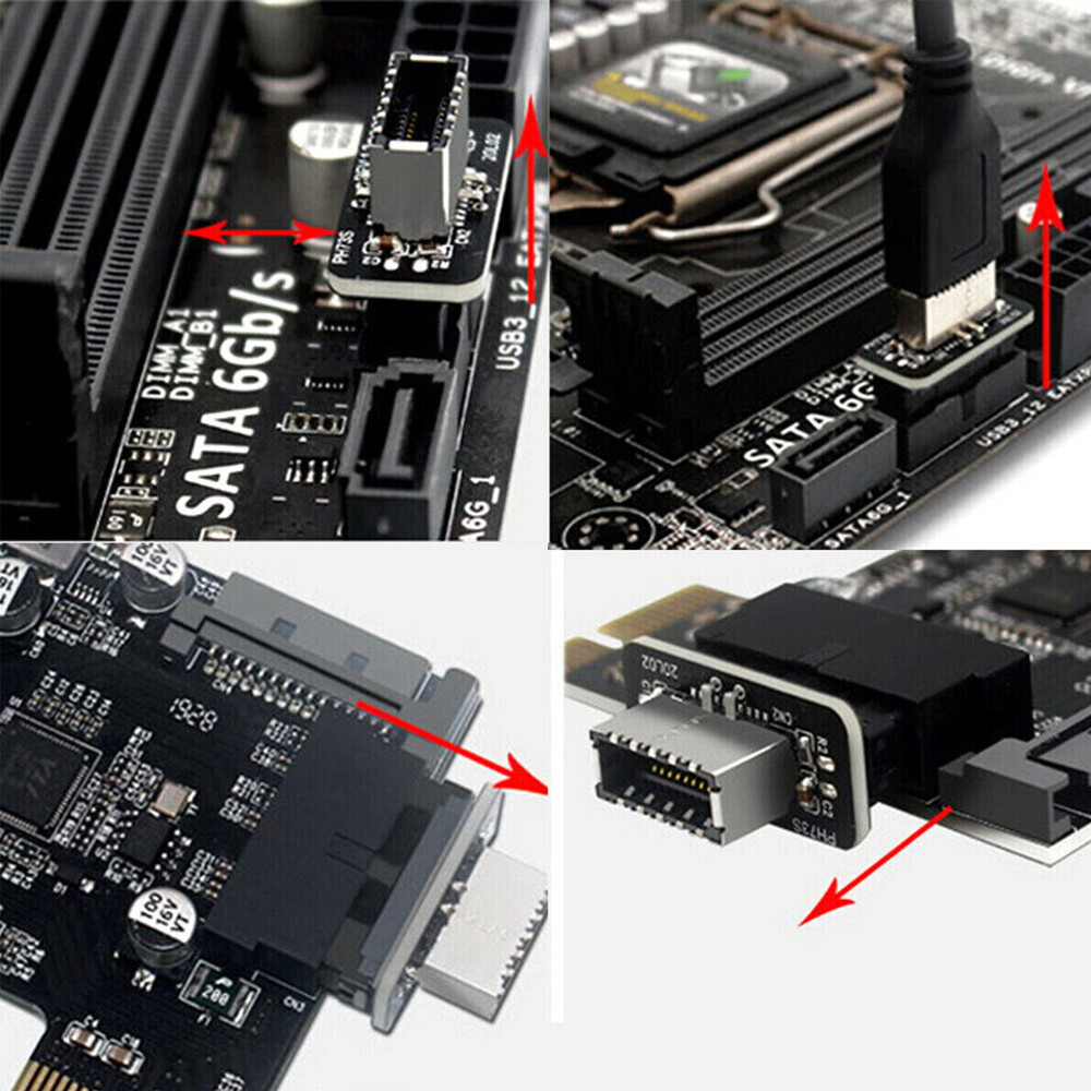 Adapter 20Pin to 19Pin USB3.0 Internal Header to USB 3.1/3.2 Type C Front Type E