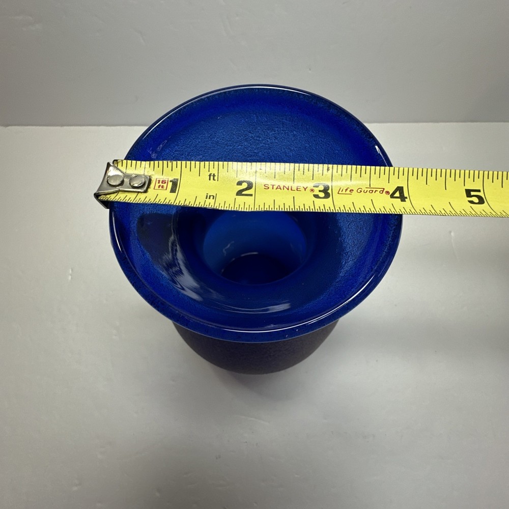 Cobalt blue pitcher/ Vase with textured finish decorative handle