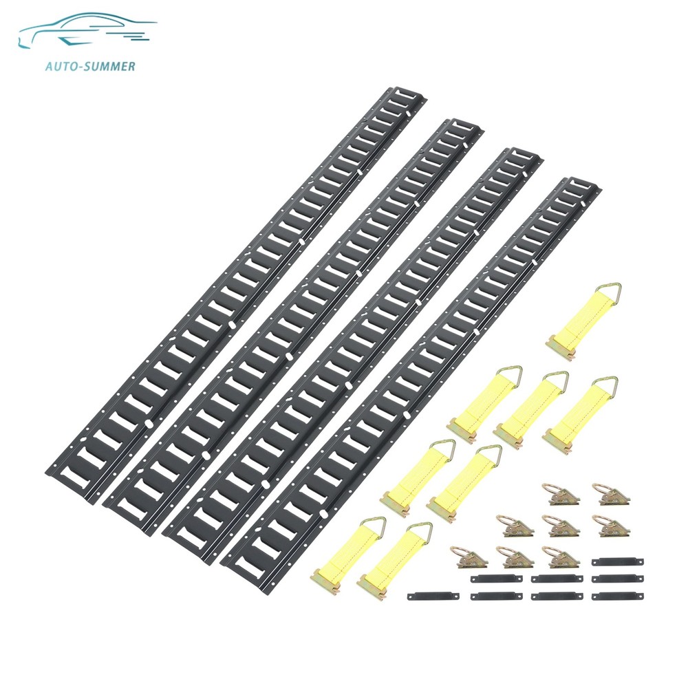 Secure Cargo 5' E Track Tie Down Rail System 28 Pack Black For Vans Trailers