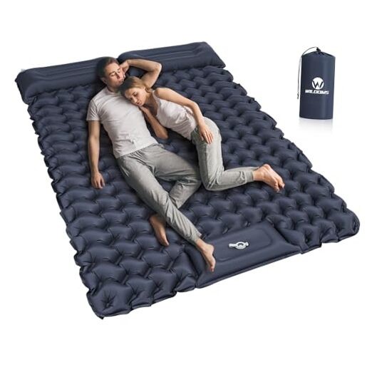 Double Sleeping Pad for Camping – 4” Thick Inflatable Midnight Blue Double