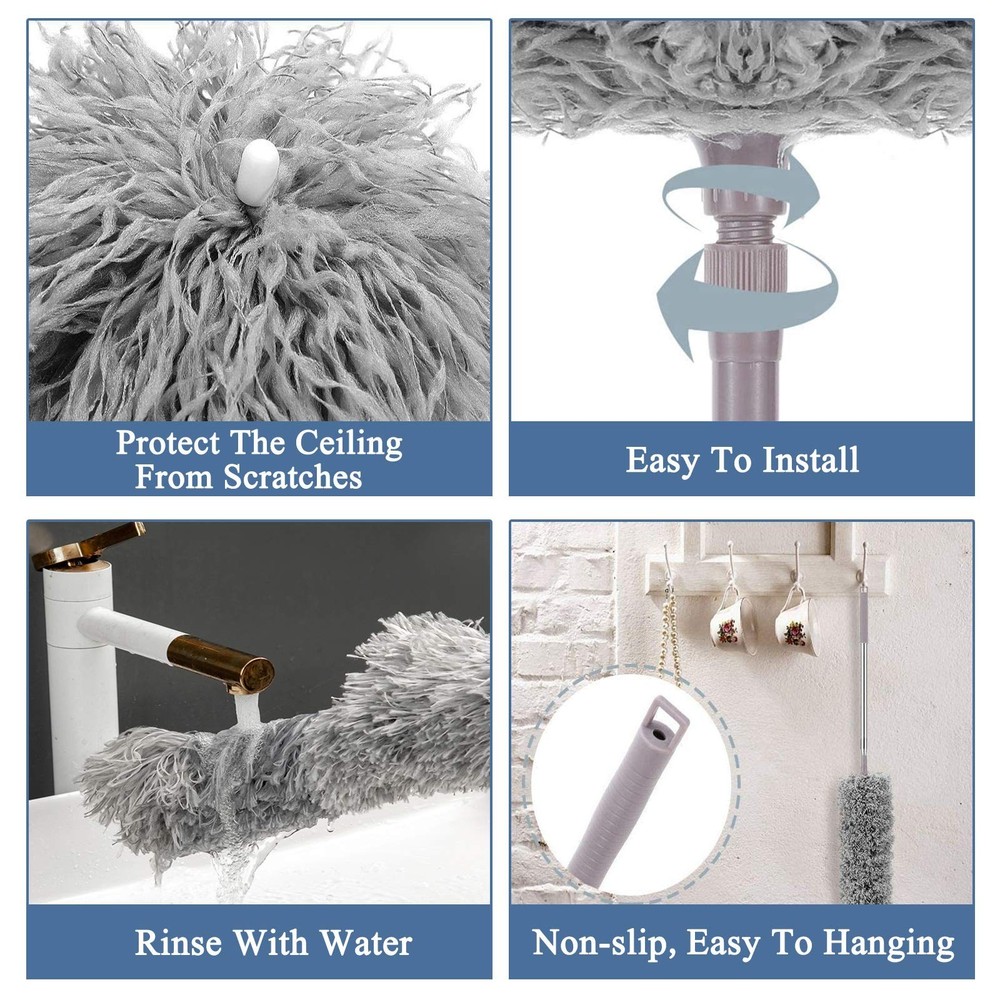 Microfiber Feather Duster, Extendable Cobweb Duster with 100 inches Extension...