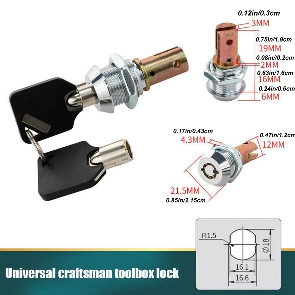 Tool Box Lock with Keys Replacement Cylinder For Tool Storage Cabinets Drawers