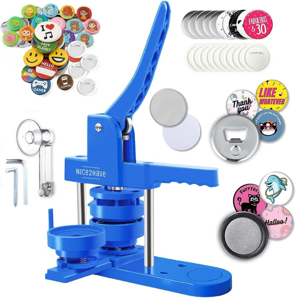 Button Maker Machine 3 Inch Pin Maker Kit - Single Mold, 100 Buttons, 5 Fridge M