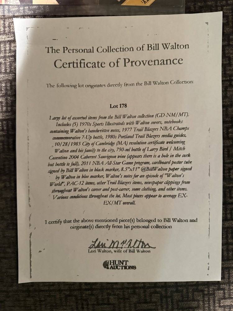 Program From blazers 2003 Sponsor Appreciation Trip. Signed By Bill Walton