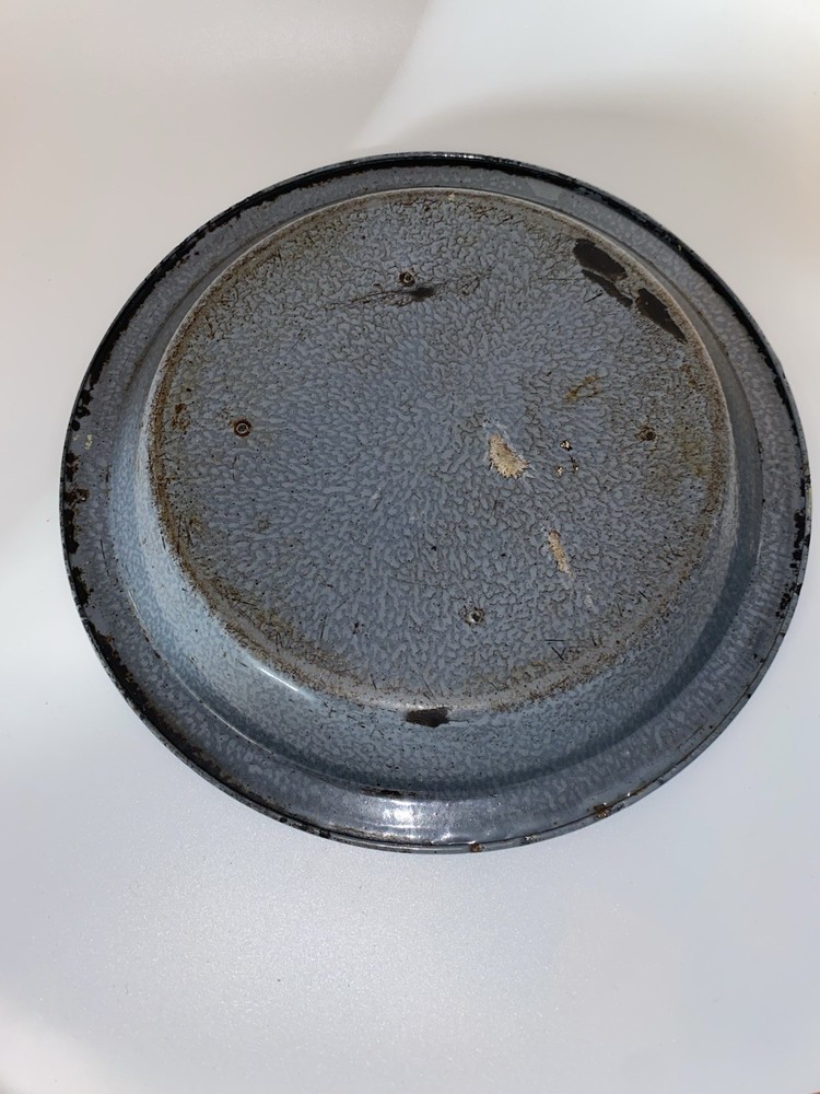 Grey Enamelware or Graniteware Pie Plate Lot Of Two