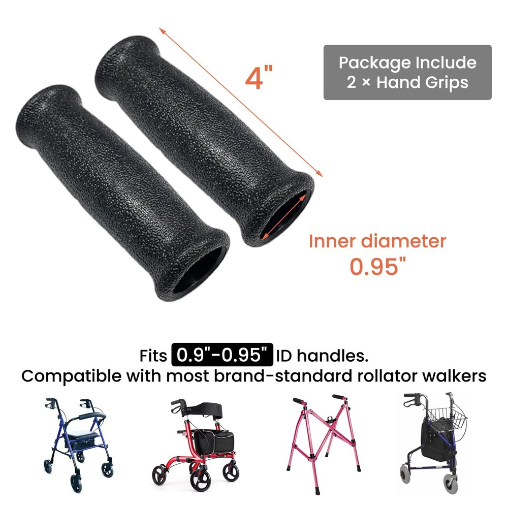 Rollator Hand Grips Replacement for Elderly & Disabled - Rolling Walker Handl...