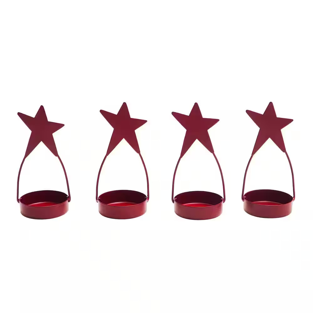 Star Tealight Red Holder Burgundy 4-Pack