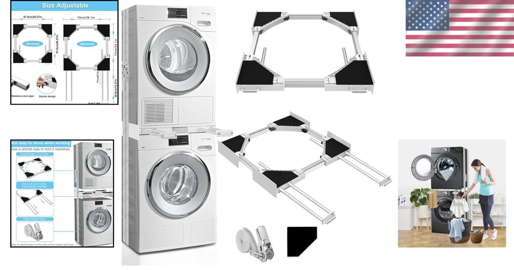 Universal Adjustable Washer & Dryer Stacking Kit with Pull-Out Drying Rack