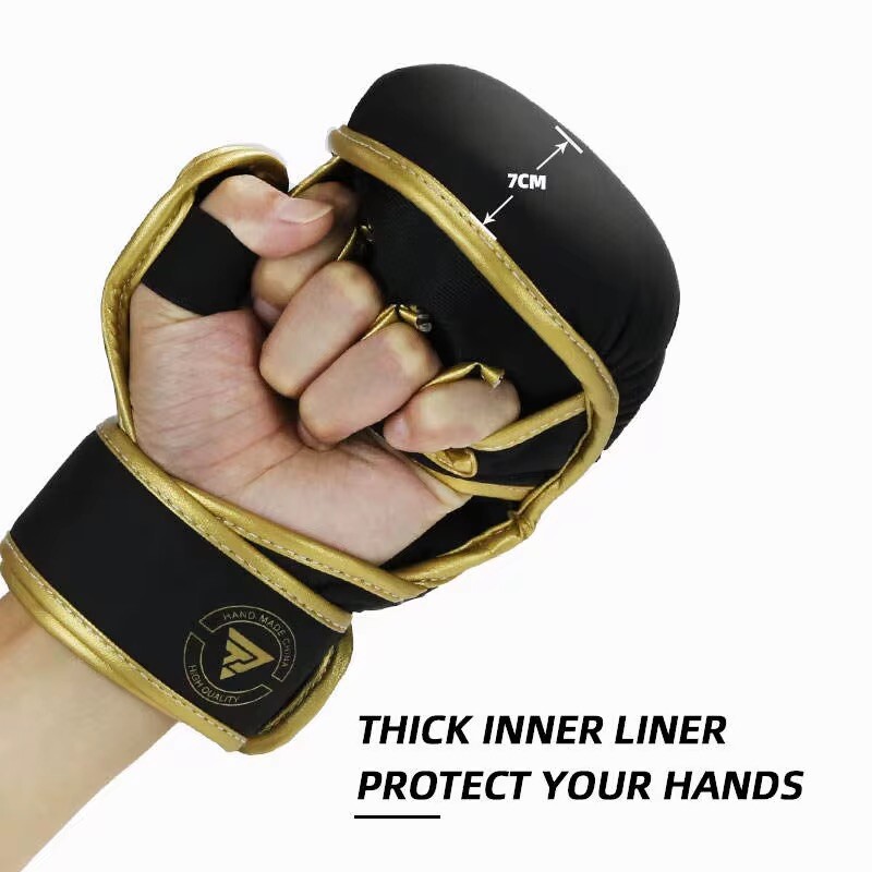 7 OZ MMA Training Gloves (Black & Gold)