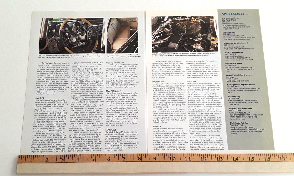 1958 - 1959 - 1960 LINCOLN ORIGINAL 2009 ARTICLE