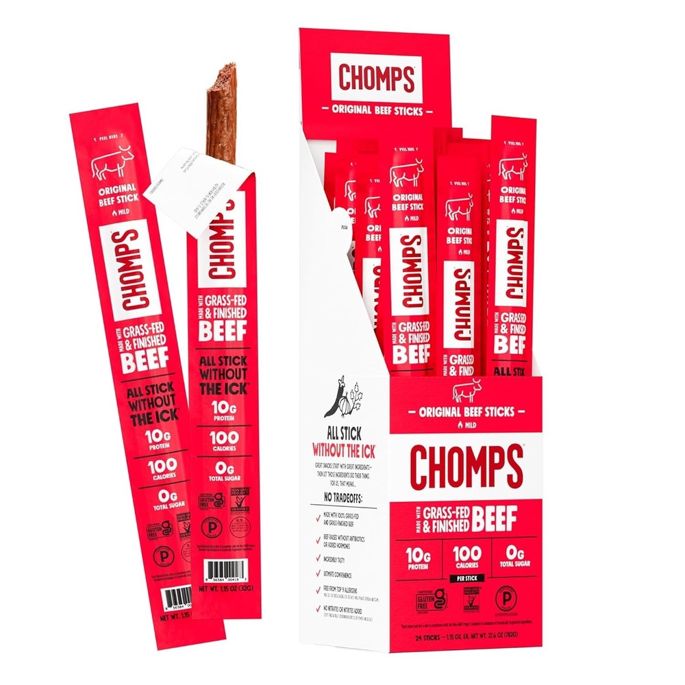 Paleo Beef Jerky Sticks 24-Pack, Grass-Fed, 10g Protein