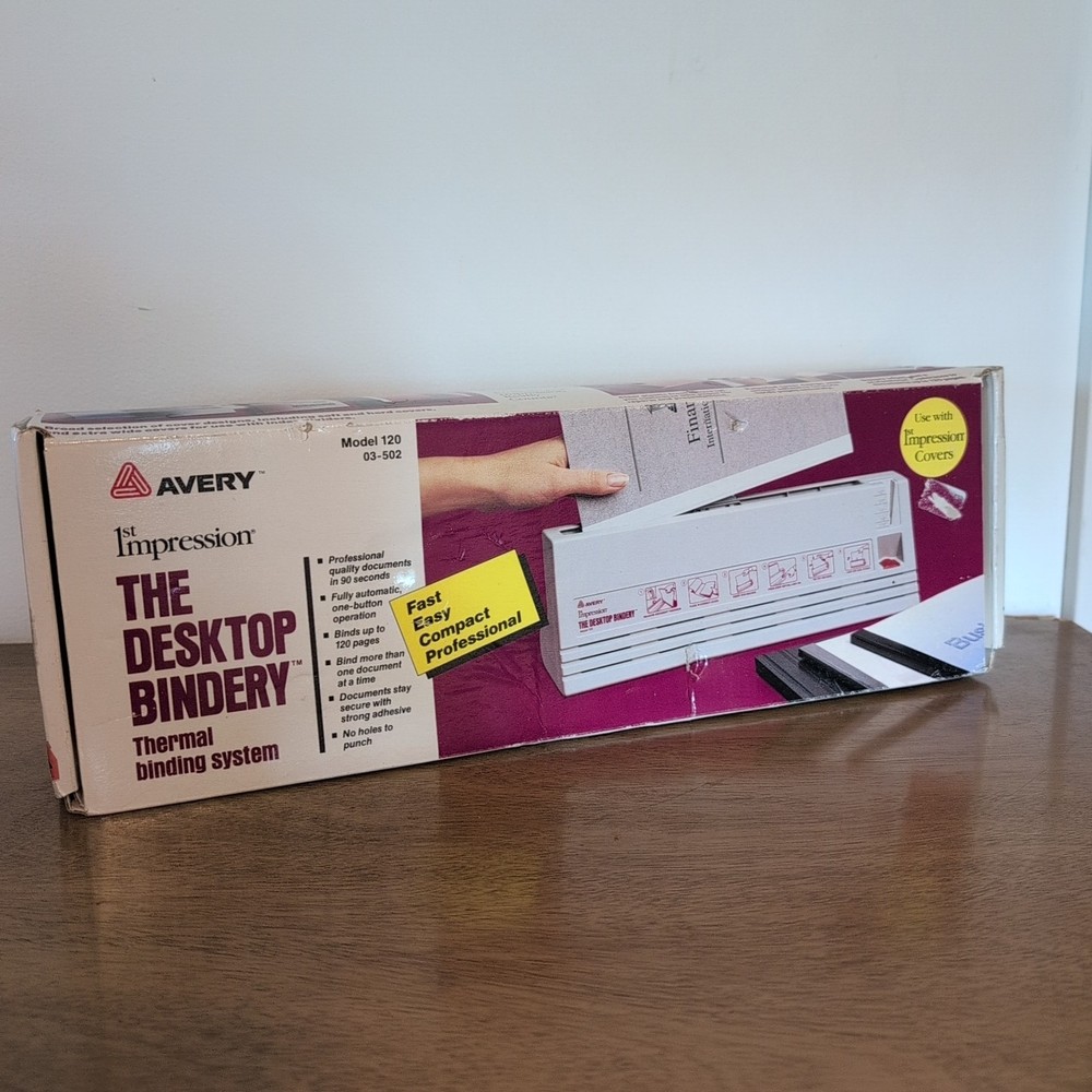 NOS Avery 1st Impression The Desktop Bindery Thermal Book Binder Model 120