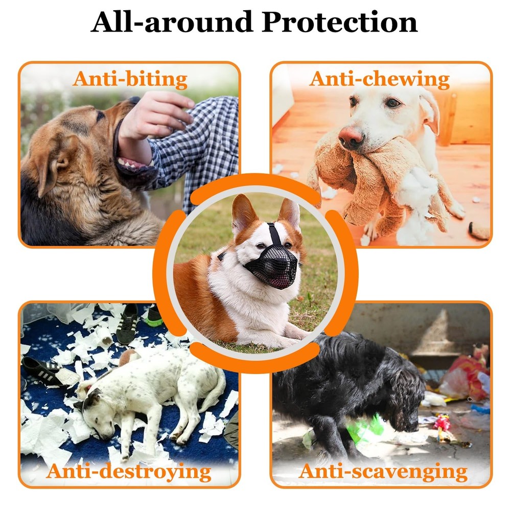 Dog Muzzle Soft Mesh Muzzle for Small Medium Large Dogs Labrador German Sheph...