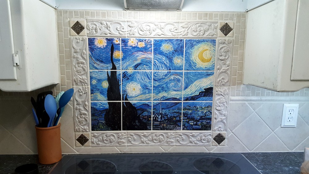 Art Vincent van Gogh Starry Night Ceramic Mural Backsplash Bath Tile #2186