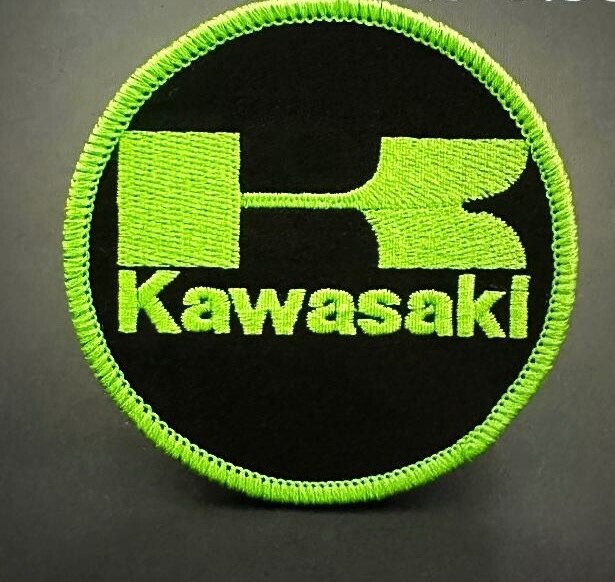 RIVETING KAWASAKI MOTORCYCLES EMBROIDERED IRON-ON PATCH...