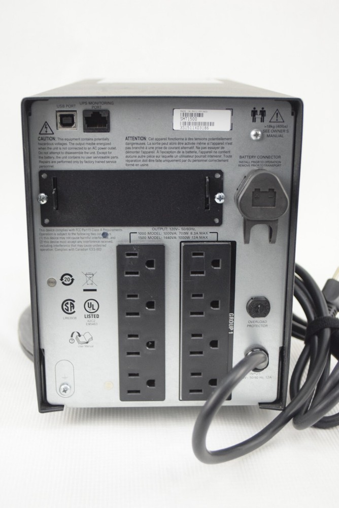 APC SMT1500 Backup Battery Surge Protector w/ Battery