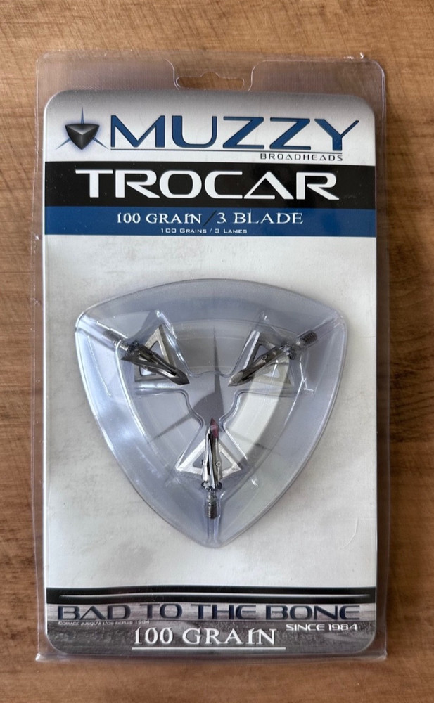 Muzzy 3 BLADE Trocar 100 Grain Fixed Broadhead 3-Pack