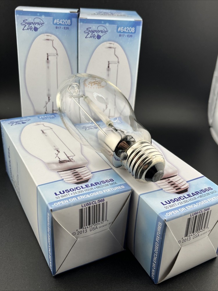(4-Pack) Superior Life LU50/MED High Pressure Sodium 50W S68 Bulb MEDIUM BASE