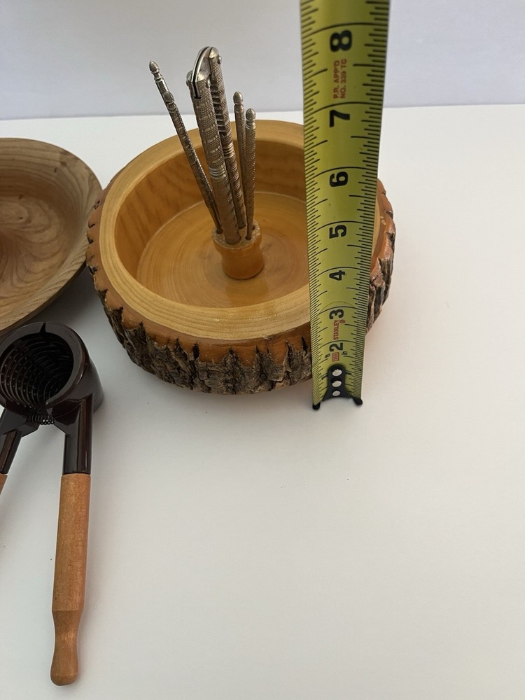 Vintage Nutcracker Complete Set With Log Bark & All Tool & Disposal Bowl